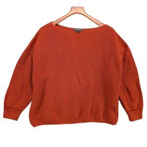 French Connection Chunky Knit Sweater Womens Orange Oversized Pullover Size M